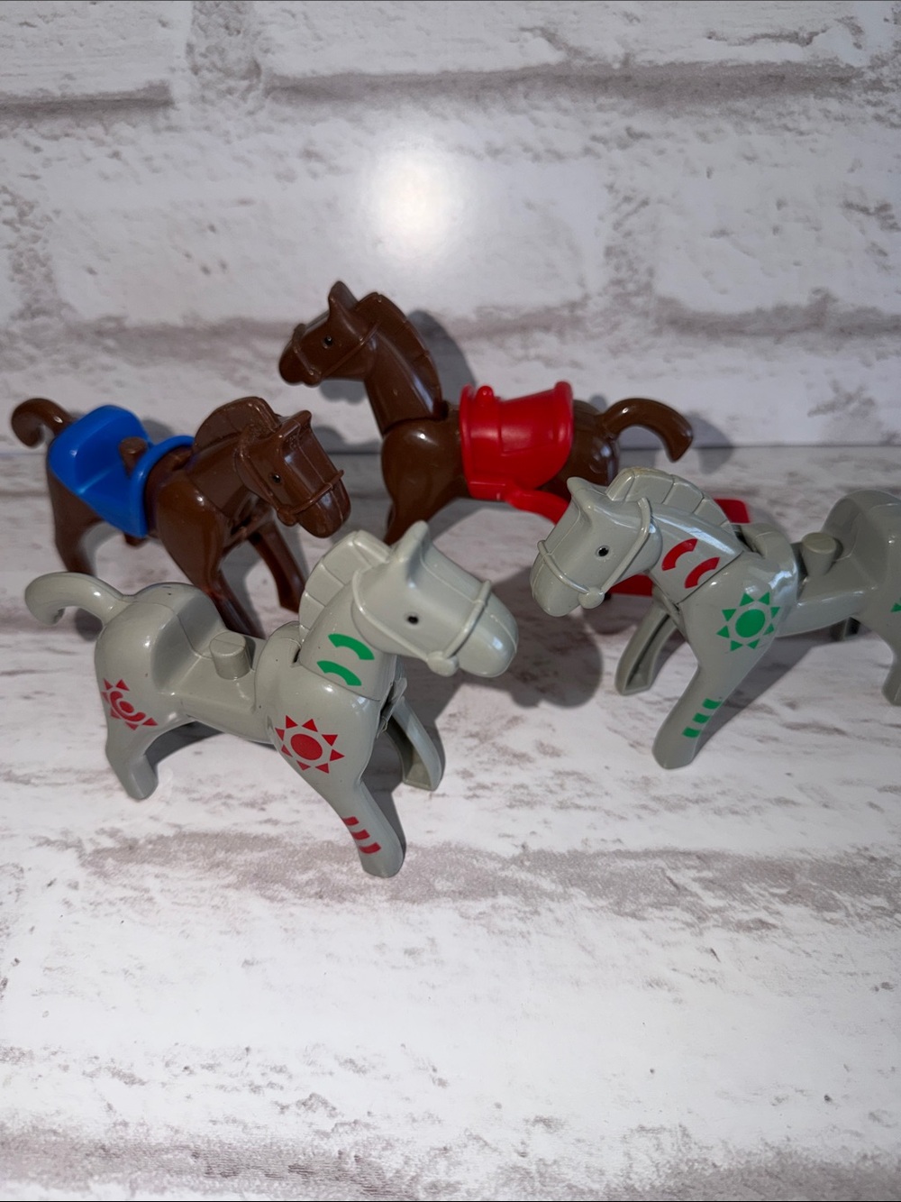 Lil Playmates Frontier Fort Playset HORSES Brown and Gray Replacement Toys